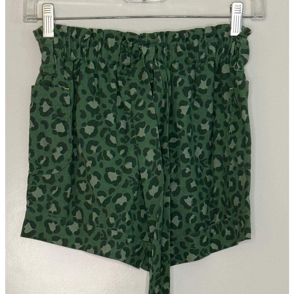Girls Boden Leopard Print Shorts with Belt Green Size 10